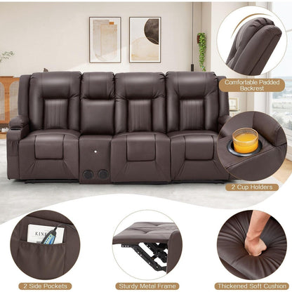 Canapé inclinable AECOJOY, manuel, pour camping-car, canapé inclinable en PU, avec console, pour salon familial.