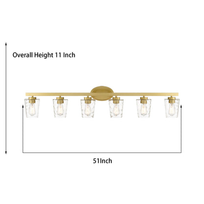 Applique murale de salle de bain à 6 lumières LED, style moderne du milieu du siècle, avec verre artistique et fonction de gradation - 51 pouces