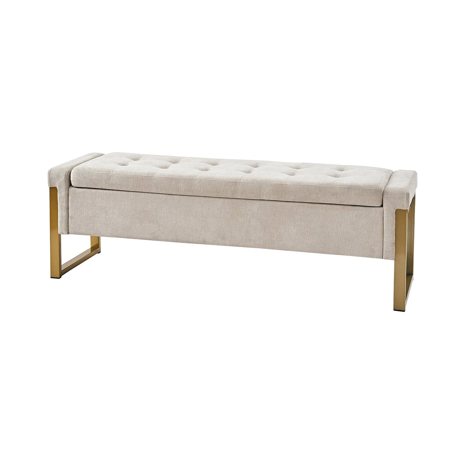 Banc de rangement à couvercle relevable rembourré moderne Alina avec pieds en métal de HULALA HOME