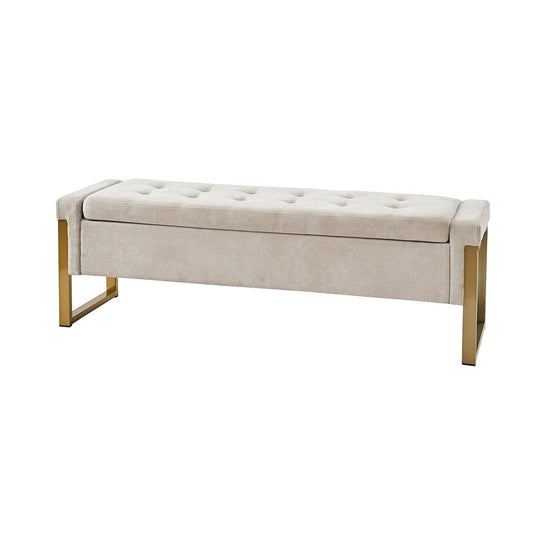 Banc de rangement à couvercle relevable rembourré moderne Alina avec pieds en métal de HULALA HOME