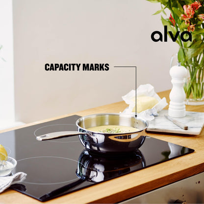 Casserole à sauce Alva Maestro en acier inoxydable 5 plis - 1,6 Qt. Non toxique