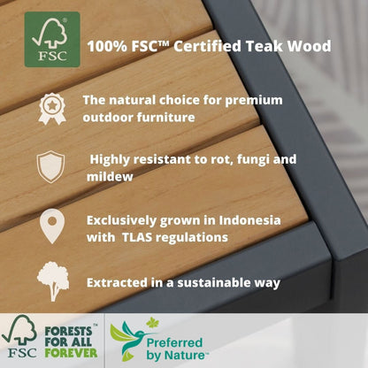 Ensemble de repas de patio d'extérieur Amazonia en teck certifié FSC, 11 pièces - 10 places - 11 pièces