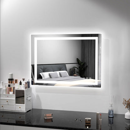 Miroir de salle de bain antibuée avec rétroéclairage RGB et éclairage LED frontal