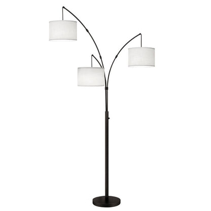 Lampe de sol LED à arc, moderne, noire, à intensité variable, avec 3 lumières, haute et arquée.