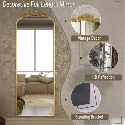 Grand miroir en forme d'arche avec motif floral baroque