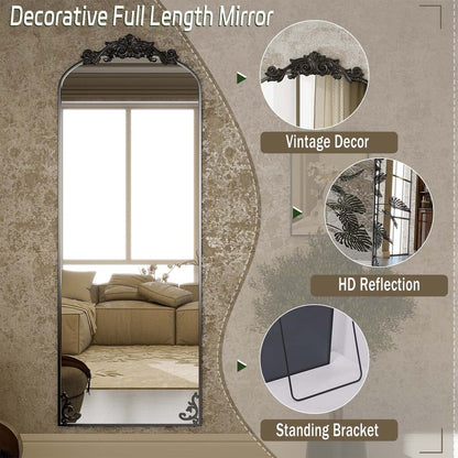 Grand miroir en forme d'arche avec motif floral baroque