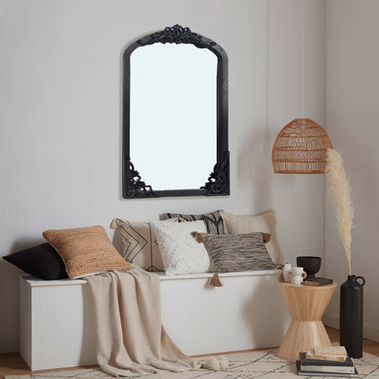 Grand miroir de sol en bois massif sculpté avec arche