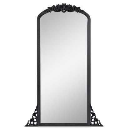 Grand miroir de sol en bois massif sculpté avec arche