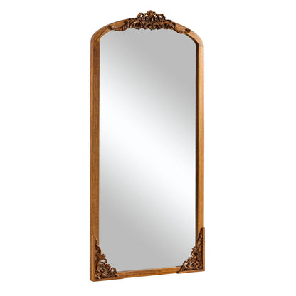 Grand miroir de sol en bois massif sculpté avec arche