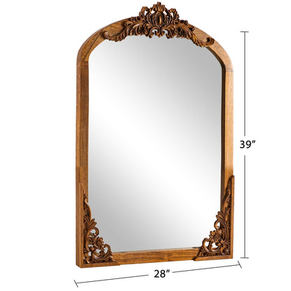Grand miroir de sol en bois massif sculpté avec arche