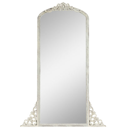 Grand miroir de sol en bois massif sculpté avec arche