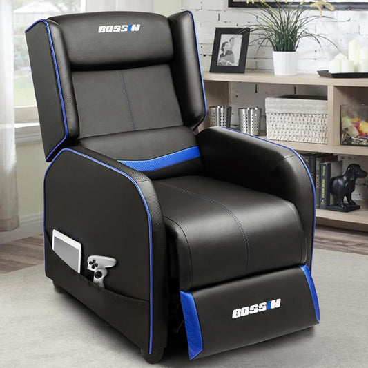 BOSSIN Fauteuil de jeu inclinable ergonomique en cuir PU pour salon