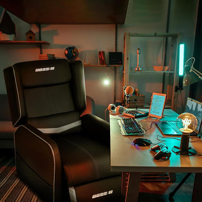 BOSSIN Fauteuil de jeu inclinable ergonomique en cuir PU pour salon