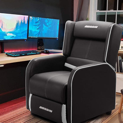 BOSSIN Fauteuil de jeu inclinable ergonomique en cuir PU pour salon