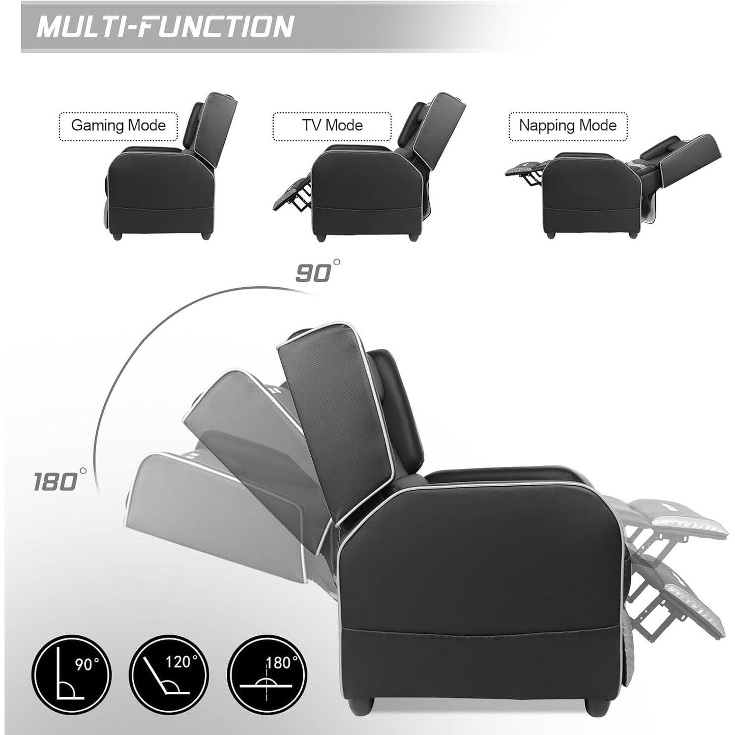BOSSIN Fauteuil de jeu inclinable ergonomique en cuir PU pour salon