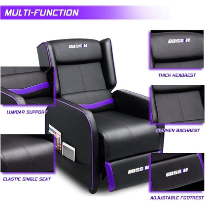 BOSSIN Fauteuil de jeu inclinable ergonomique en cuir PU pour salon