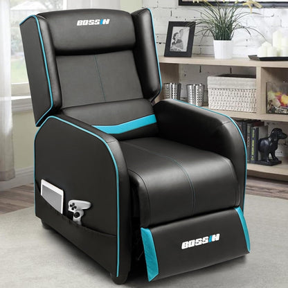 BOSSIN Fauteuil de jeu inclinable ergonomique en cuir PU pour salon