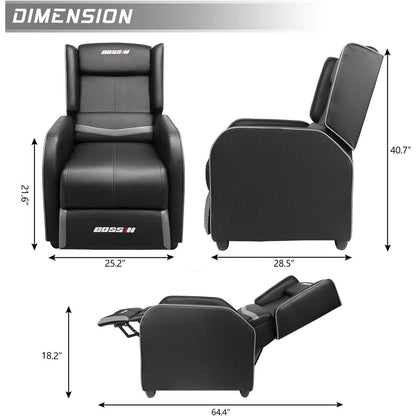 BOSSIN Fauteuil de jeu inclinable ergonomique en cuir PU pour salon