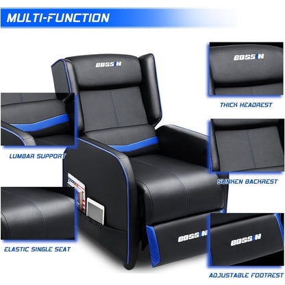 BOSSIN Fauteuil de jeu inclinable ergonomique en cuir PU pour salon