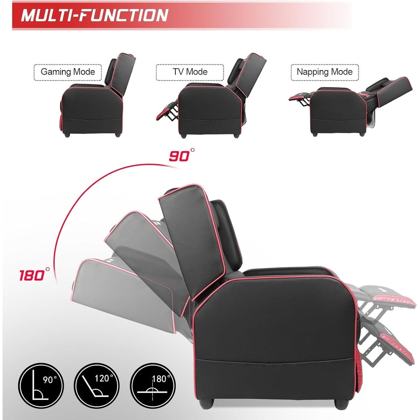 BOSSIN Fauteuil de jeu inclinable ergonomique en cuir PU pour salon