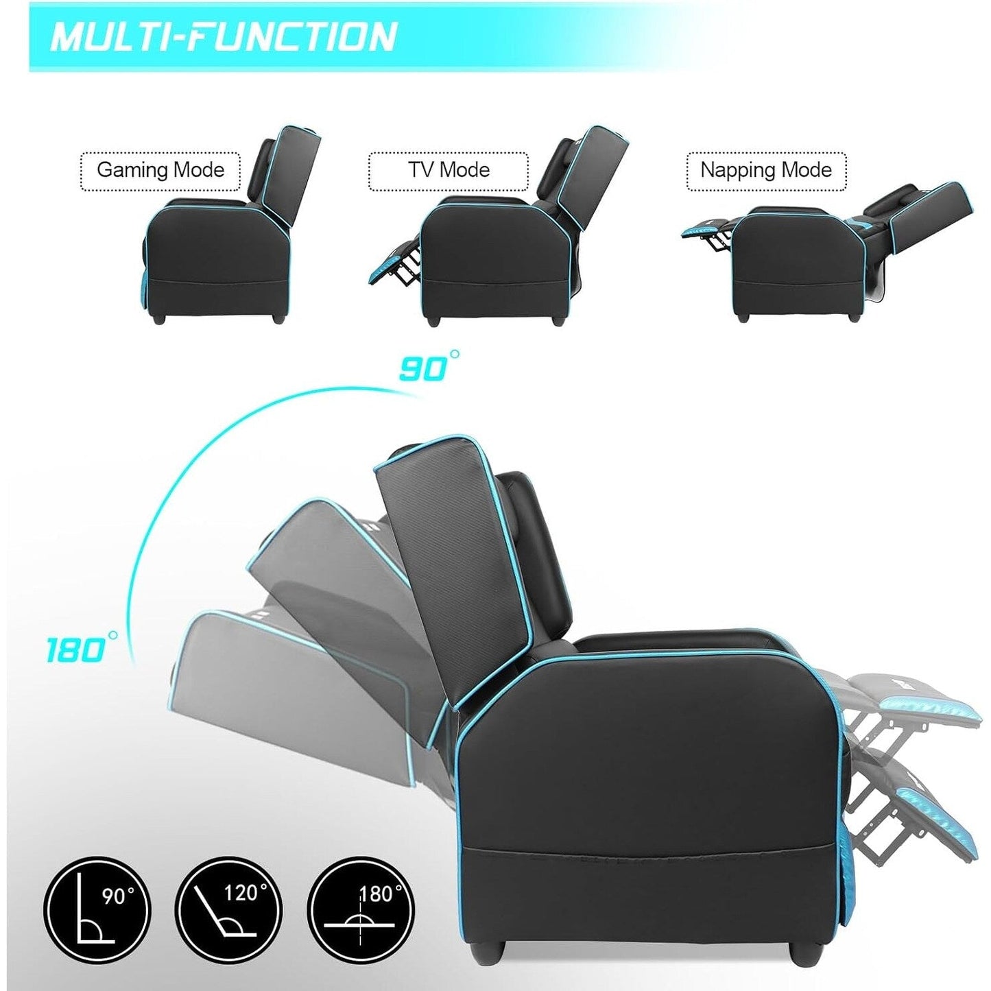 BOSSIN Fauteuil de jeu inclinable ergonomique en cuir PU pour salon