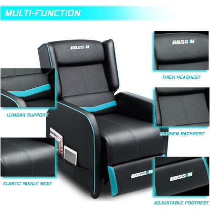 BOSSIN Fauteuil de jeu inclinable ergonomique en cuir PU pour salon