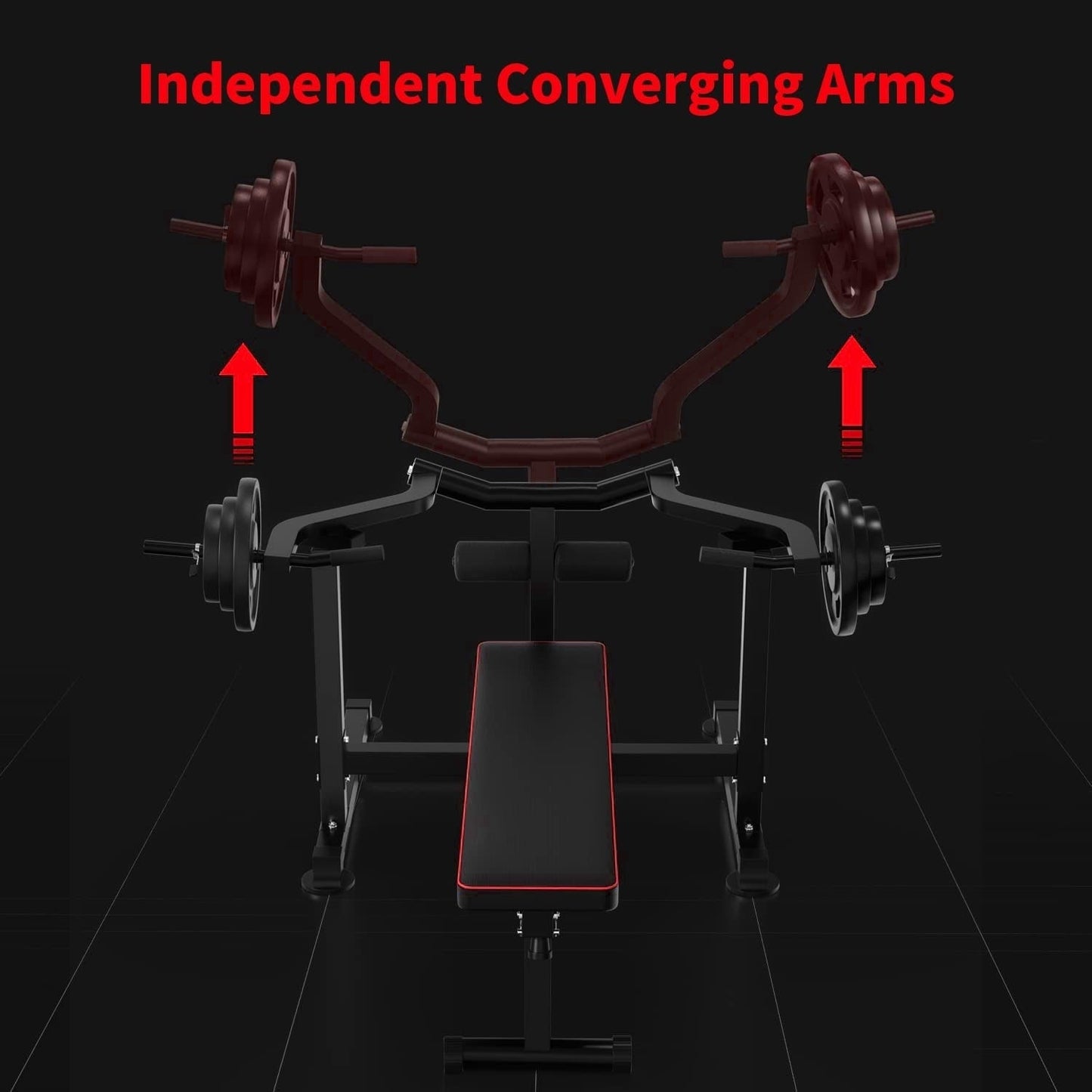 Ensemble de banc de musculation Zenova avec machine de presse pectorale à bras indépendants et convergents et support pour haltères
