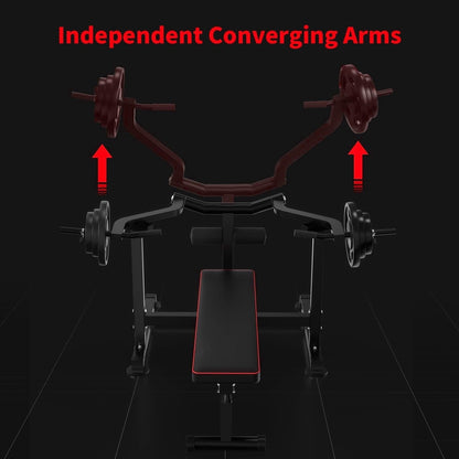 Ensemble de banc de musculation Zenova avec machine de presse pectorale à bras indépendants et convergents et support pour haltères