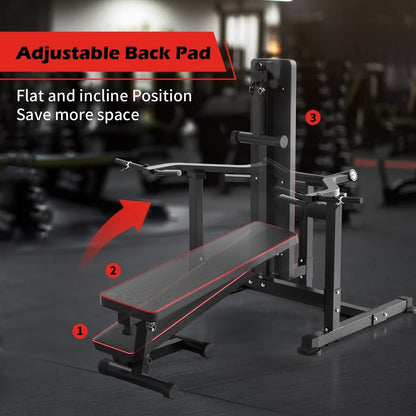 Ensemble de banc de musculation Zenova avec machine de presse pectorale à bras indépendants et convergents et support pour haltères