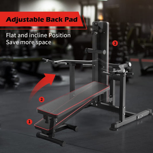 Ensemble de banc de musculation Zenova avec machine de presse pectorale à bras indépendants et convergents et support pour haltères