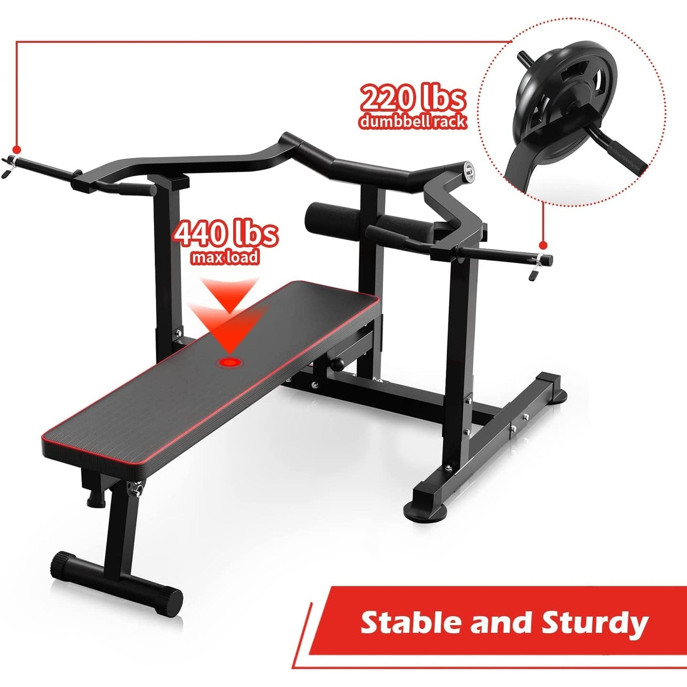 Ensemble de banc de musculation Zenova avec machine de presse pectorale à bras indépendants et convergents et support pour haltères
