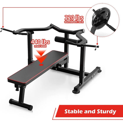 Ensemble de banc de musculation Zenova avec machine de presse pectorale à bras indépendants et convergents et support pour haltères