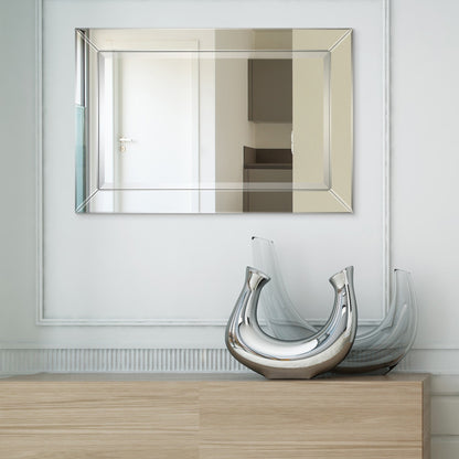 Miroir rectangulaire biseauté transparent haute définition à monter au mur pour salle de bain, meuble-lavabo, chambre à coucher, 3 tailles