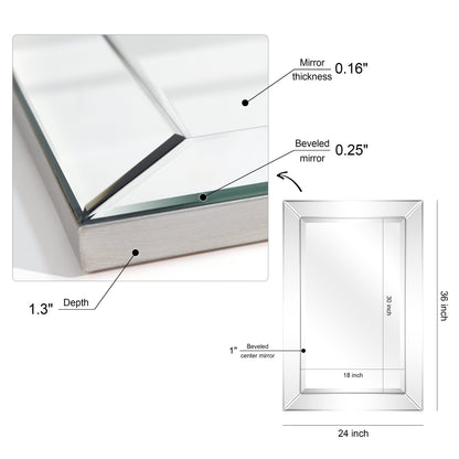 Miroir rectangulaire biseauté transparent haute définition à monter au mur pour salle de bain, meuble-lavabo, chambre à coucher, 3 tailles