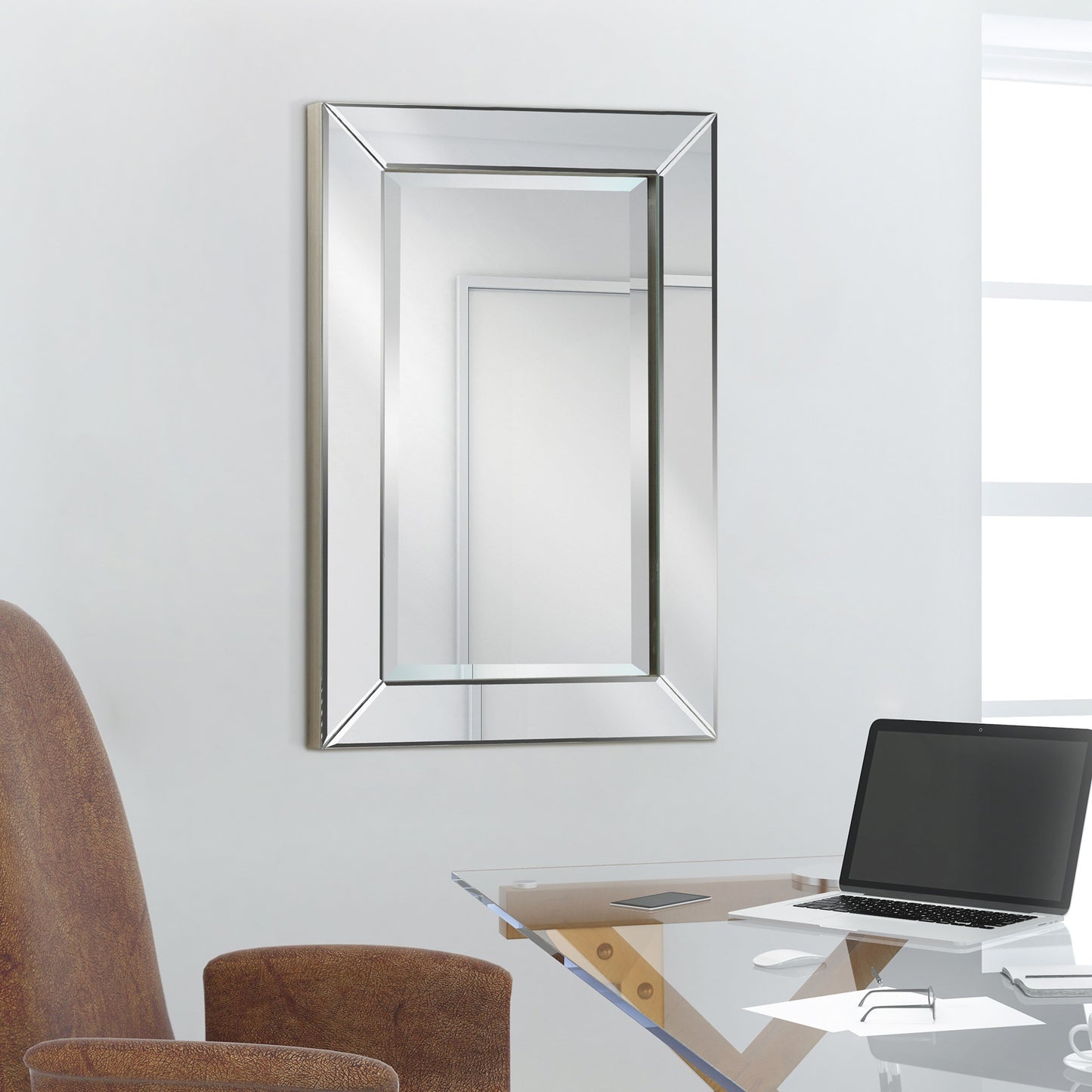 Miroir rectangulaire biseauté transparent haute définition à monter au mur pour salle de bain, meuble-lavabo, chambre à coucher, 3 tailles