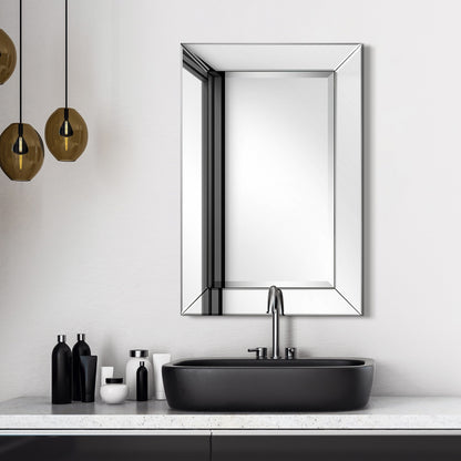 Miroir rectangulaire biseauté transparent haute définition à monter au mur pour salle de bain, meuble-lavabo, chambre à coucher, 3 tailles