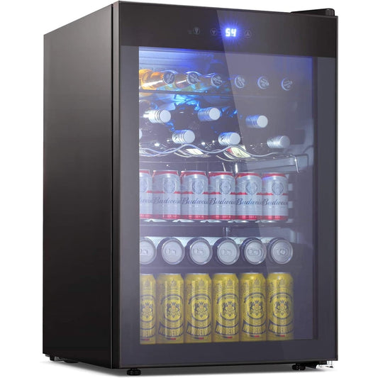 Cave à vin de 4,4 pi3 avec lumières LED et boutons tactiles, étagères amovibles, moins de 38 dB