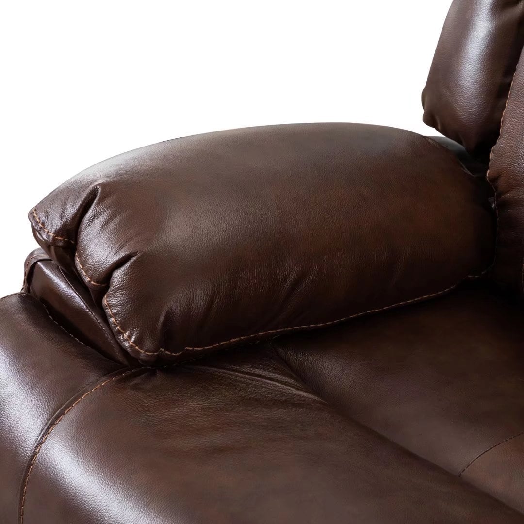 Ensemble de canapés et fauteuils inclinables à commande manuelle en cuir véritable, style moderne du milieu du siècle.