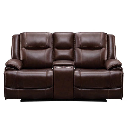 Ensemble de canapés et fauteuils inclinables à commande manuelle en cuir véritable, style moderne du milieu du siècle.
