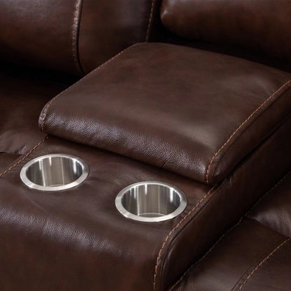 Ensemble de canapés et fauteuils inclinables à commande manuelle en cuir véritable, style moderne du milieu du siècle.