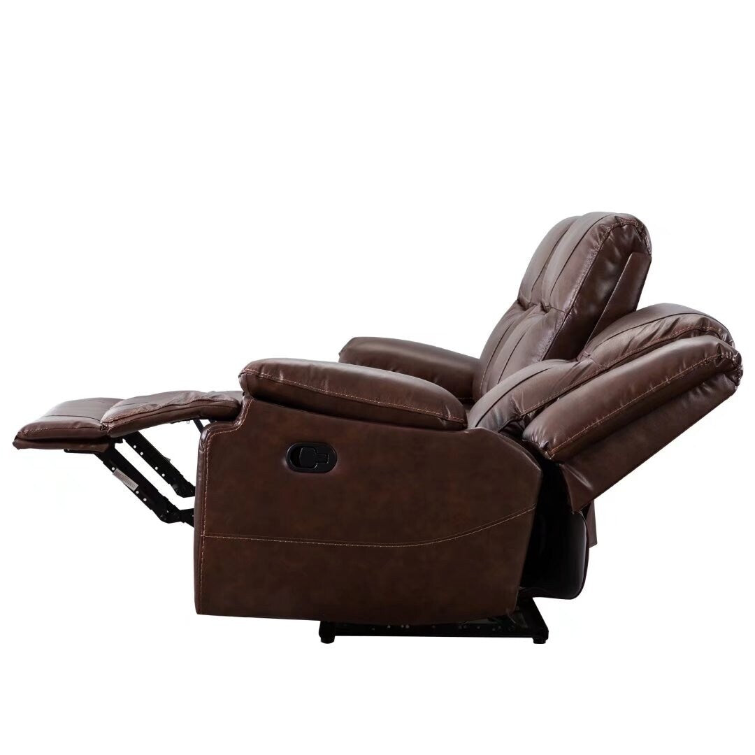 Ensemble de canapés et fauteuils inclinables à commande manuelle en cuir véritable, style moderne du milieu du siècle.