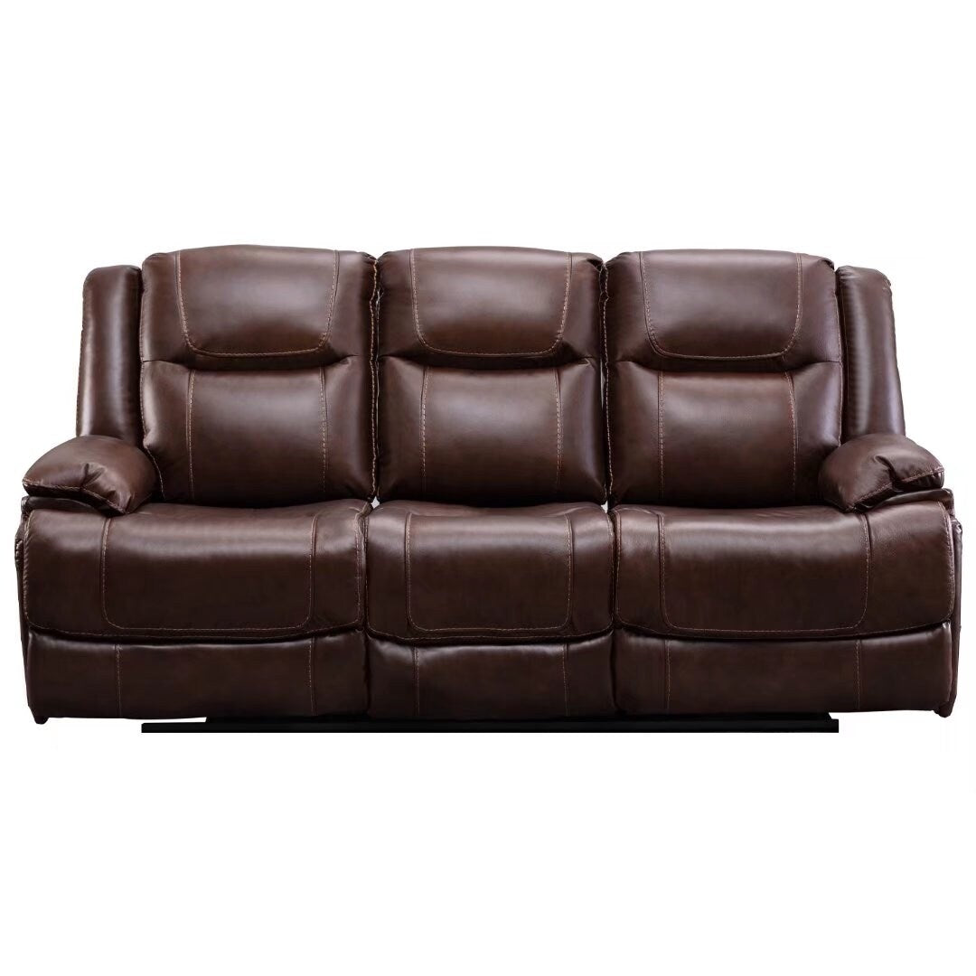 Ensemble de canapés et fauteuils inclinables à commande manuelle en cuir véritable, style moderne du milieu du siècle.
