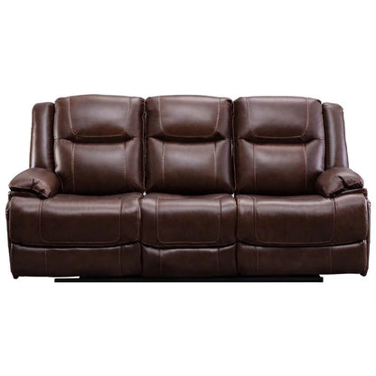 Ensemble de canapés et fauteuils inclinables à commande manuelle en cuir véritable, style moderne du milieu du siècle.