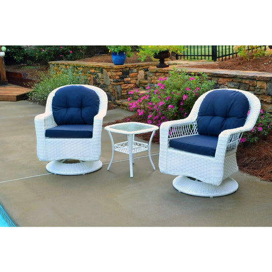 Ensemble de jardin en rotin blanc pour extérieur Biloxi, avec balançoire pivotante (3 pièces)