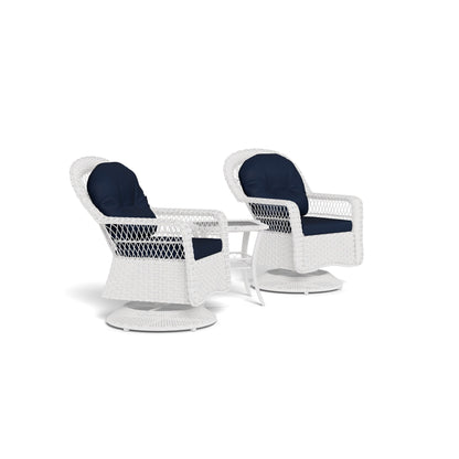 Ensemble de jardin en rotin blanc pour extérieur Biloxi, avec balançoire pivotante (3 pièces)