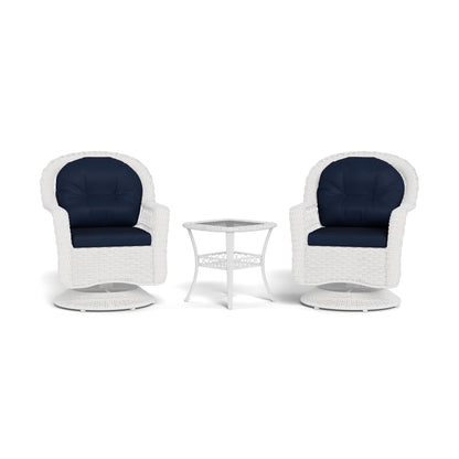 Ensemble de jardin en rotin blanc pour extérieur Biloxi, avec balançoire pivotante (3 pièces)
