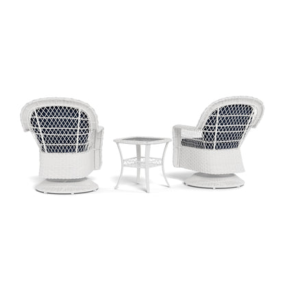 Ensemble de jardin en rotin blanc pour extérieur Biloxi, avec balançoire pivotante (3 pièces)