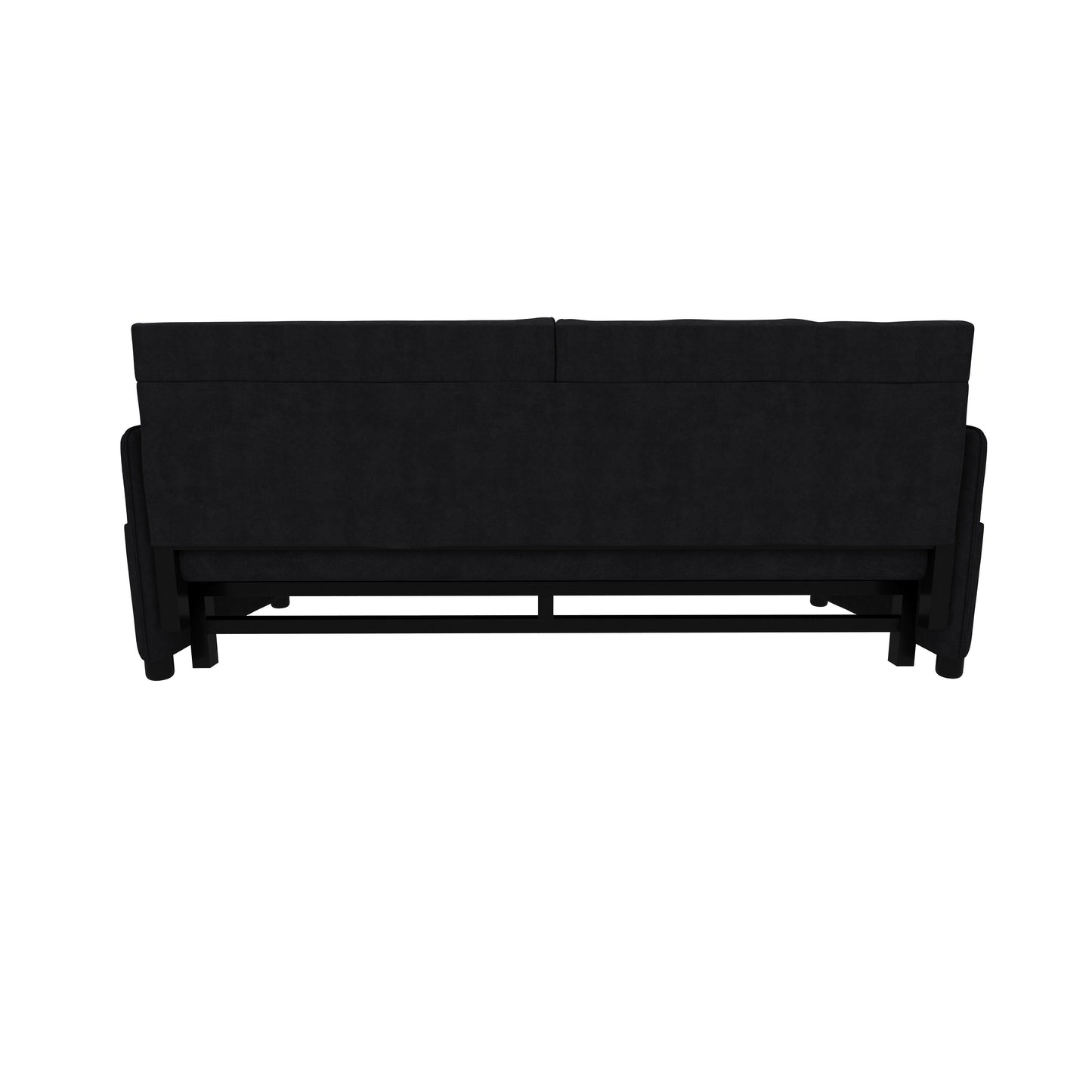 Canapé-lit convertible 3-en-1 en velours noir de 63,8 pouces avec rangement latéral pour le salon.