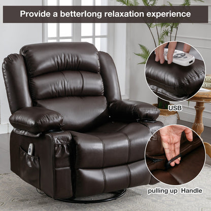 Fauteuil inclinable pivotant noir avec fonction de massage, chauffage et ports USB