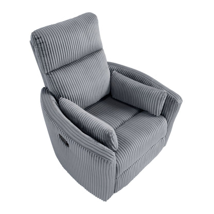 Fauteuil pivotant et inclinable manuel en velours côtelé Braidy